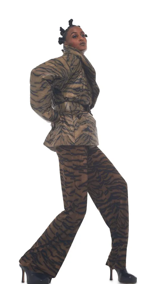 Norma Kamali Coats SLEEPING BAG JACKET Brown Tiger 8211 Clothing