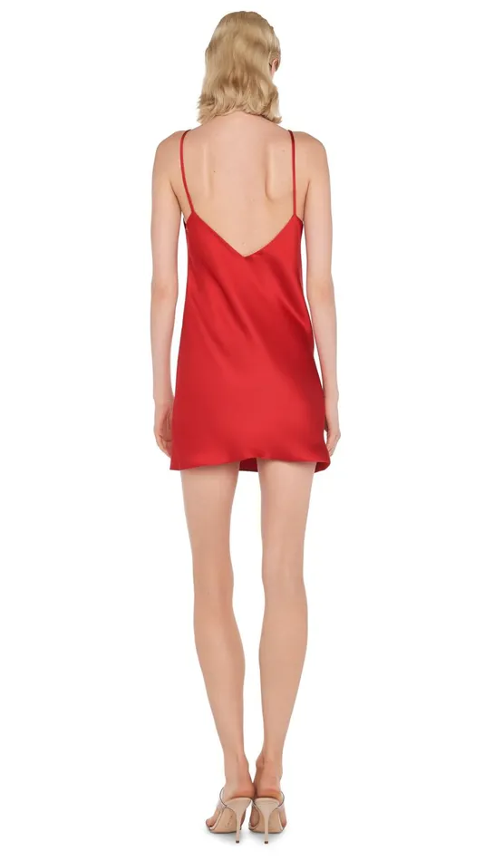 Norma Kamali Dresses BIAS SLIP MINI DRESS Tiger Red 8211 Clothing