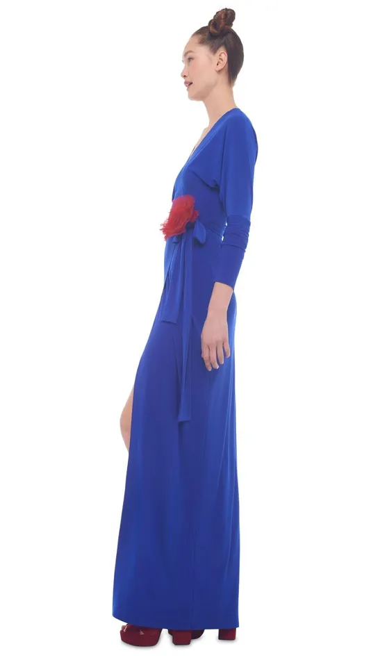Norma Kamali Dresses DOLMAN WRAP STRAIGHT GOWN Cobalt 8211 Clothing