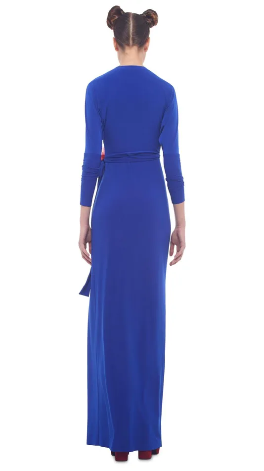 Norma Kamali Dresses DOLMAN WRAP STRAIGHT GOWN Cobalt 8211 Clothing