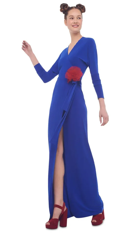 Norma Kamali Dresses DOLMAN WRAP STRAIGHT GOWN Cobalt 8211 Clothing