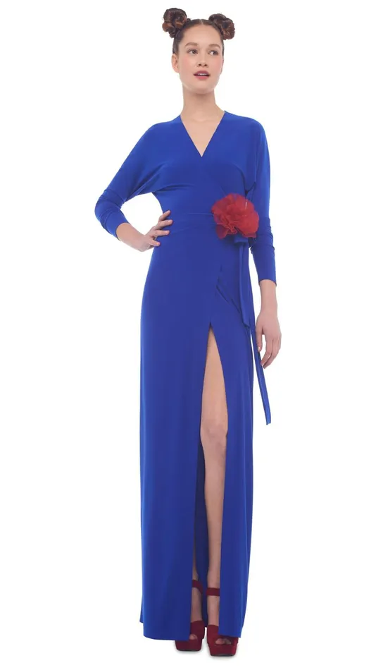 Norma Kamali Dresses DOLMAN WRAP STRAIGHT GOWN Cobalt 8211 Clothing