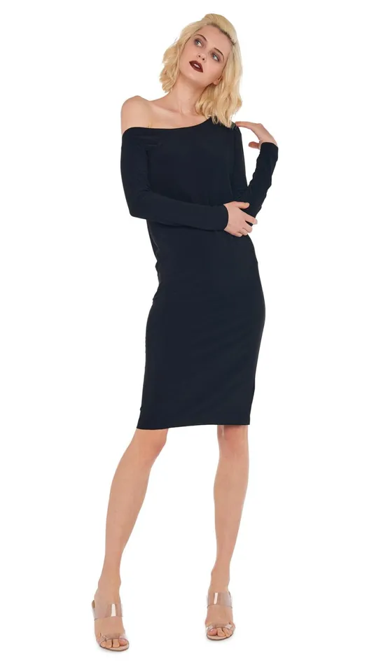 Norma Kamali Dresses DROP SHOULDER DRESS Black 8211 Clothing