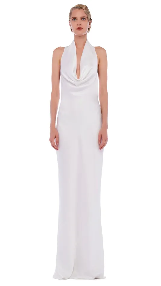 Norma Kamali Dresses HALTER DRAPE BIAS GOWN Snow White 8211 Clothing