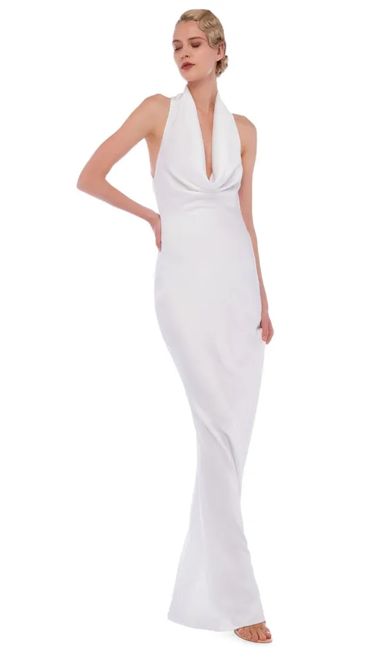 Norma Kamali Dresses HALTER DRAPE BIAS GOWN Snow White 8211 Clothing