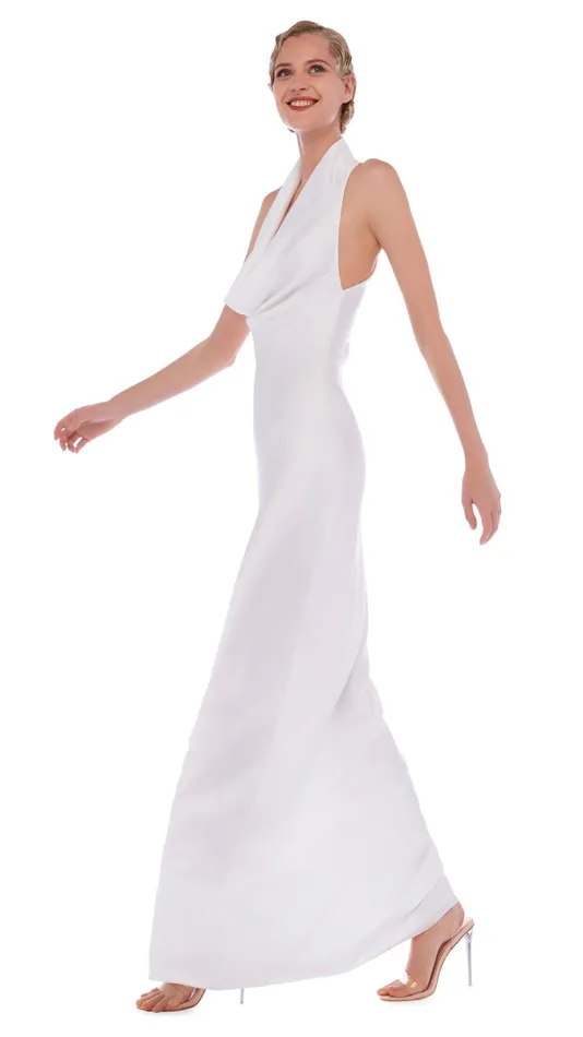 Norma Kamali Dresses HALTER DRAPE BIAS GOWN Snow White 8211 Clothing