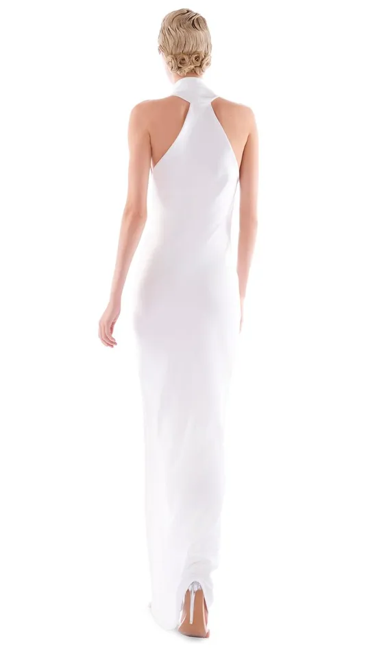 Norma Kamali Dresses HALTER DRAPE BIAS GOWN Snow White 8211 Clothing