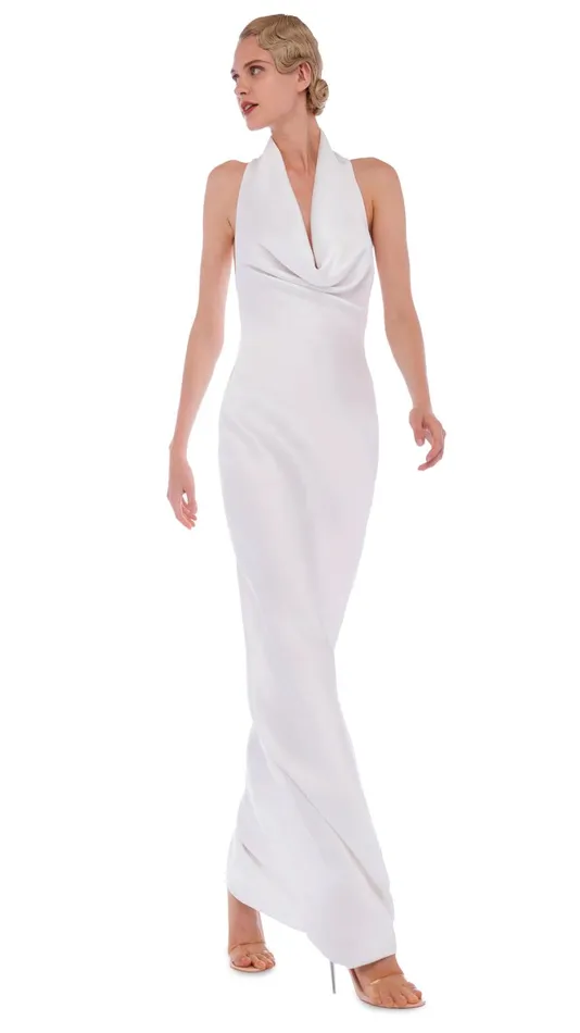 Norma Kamali Dresses HALTER DRAPE BIAS GOWN Snow White 8211 Clothing