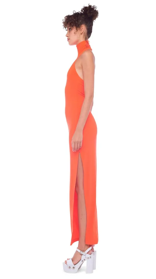 Norma Kamali Dresses HALTER TURTLE SIDE SLIT GOWN Sos 8211 Clothing