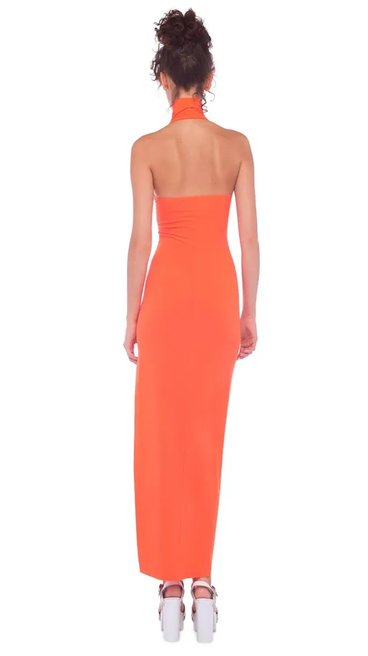 Norma Kamali Dresses HALTER TURTLE SIDE SLIT GOWN Sos 8211 Clothing