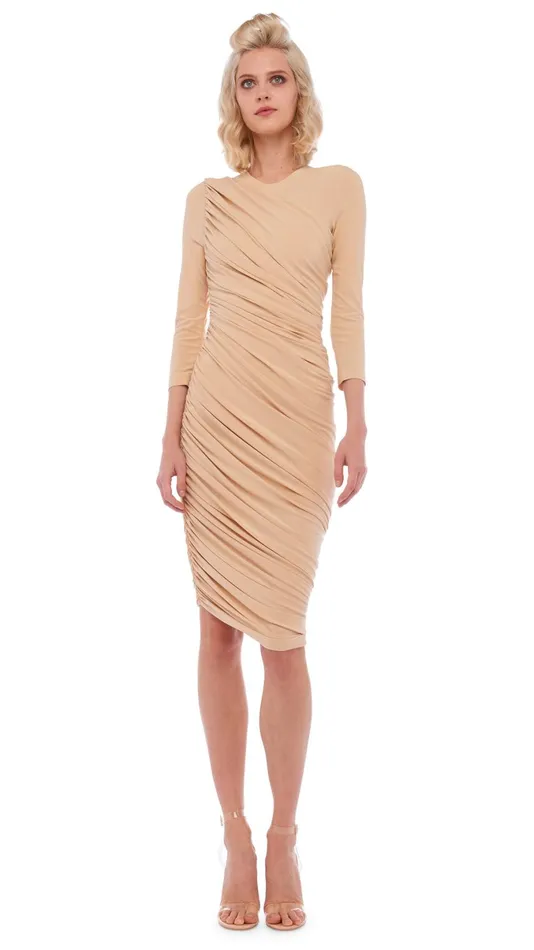 Norma Kamali Dresses LONG SLEEVE DIANA DRESS Con Leche 8211 Clothing
