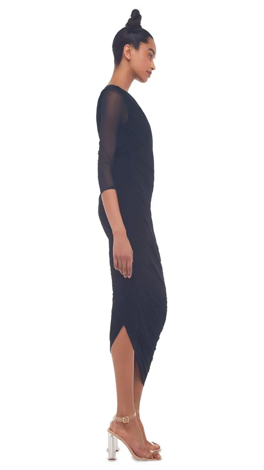 Norma Kamali Dresses LONG SLEEVE DIANA GOWN Blackblack Mesh 8211 Clothing