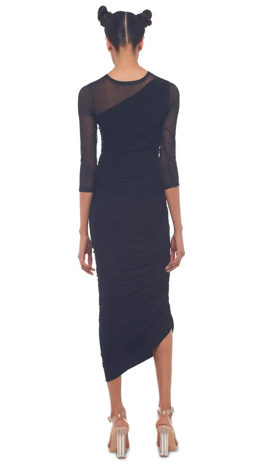 Norma Kamali Dresses LONG SLEEVE DIANA GOWN Blackblack Mesh 8211 Clothing