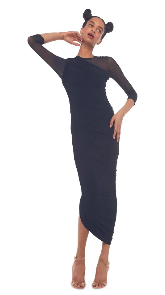 Norma Kamali Dresses LONG SLEEVE DIANA GOWN Blackblack Mesh 8211 Clothing