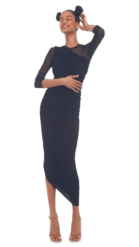 Norma Kamali Dresses LONG SLEEVE DIANA GOWN Blackblack Mesh 8211 Clothing