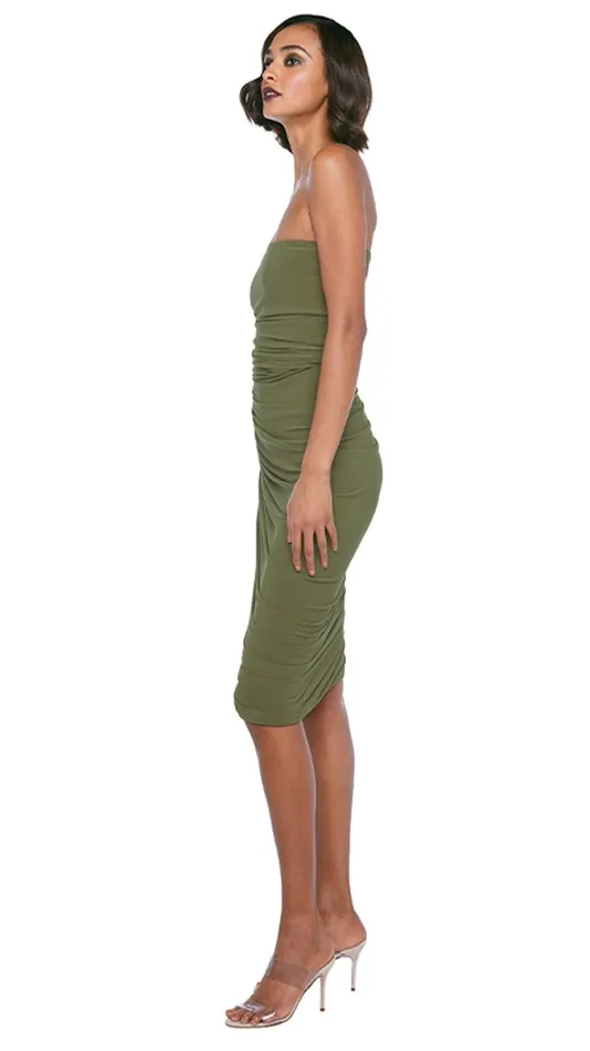 Norma Kamali Dresses STRAPLESS DIANA DRESS TO KNEE Military 8211 Clothing