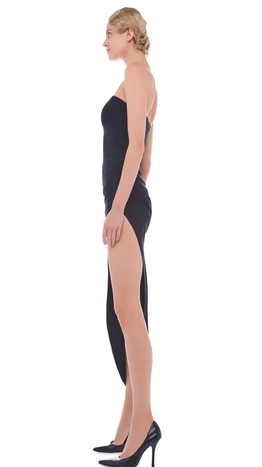 Norma Kamali Dresses STRAPLESS SIDE DRAPE GOWN Black 8211 Clothing
