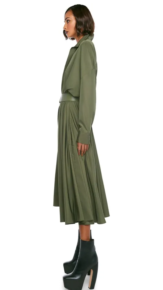 Norma Kamali Dresses SUPER OS BF NK SHIRT FLARED DRESS Military 8211 Clothing Norma Kamali Dresses SUPER OS BF NK SHIRT FLARED DRESS Military 8211 Clothing
