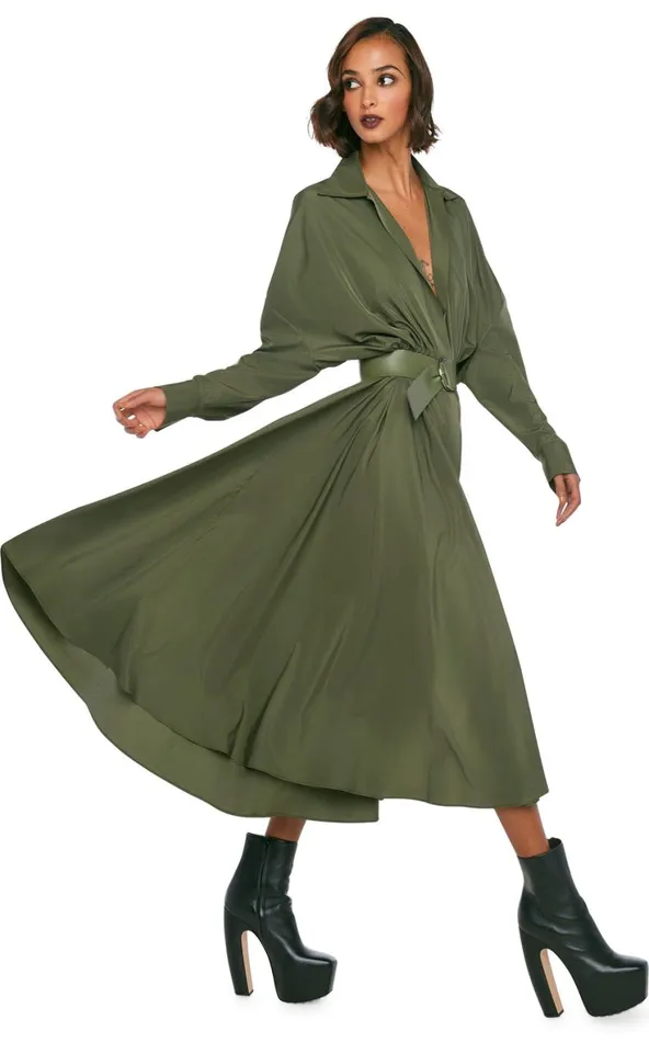 Norma Kamali Dresses SUPER OS BF NK SHIRT FLARED DRESS Military 8211 Clothing Norma Kamali Dresses SUPER OS BF NK SHIRT FLARED DRESS Military 8211 Clothing
