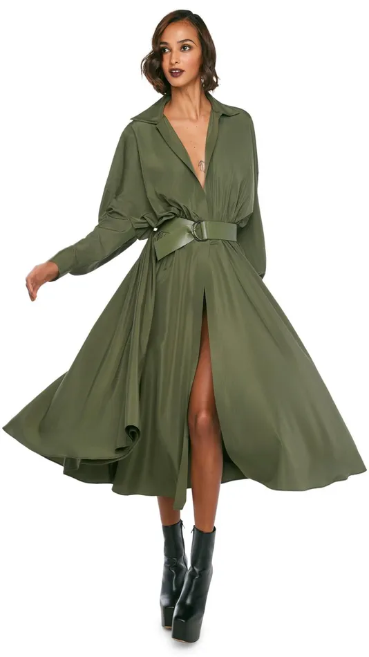 Norma Kamali Dresses SUPER OS BF NK SHIRT FLARED DRESS Military 8211 Clothing Norma Kamali Dresses SUPER OS BF NK SHIRT FLARED DRESS Military 8211 Clothing