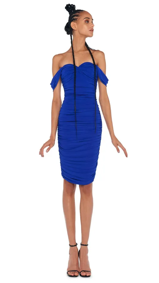 Norma Kamali Dresses WALTER DRESS WITH WINGLET SLEEVES Electric Blue 8211 Clothing Norma Kamali Dresses WALTER DRESS WITH WINGLET SLEEVES Electric Blue 8211 Clothing