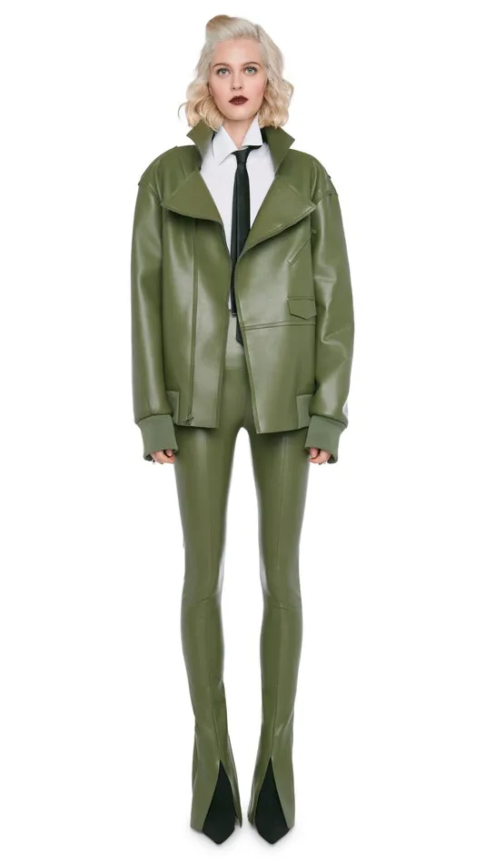 Norma Kamali Jackets OVERSIZED MOTO JACKET Military 8211 Clothing