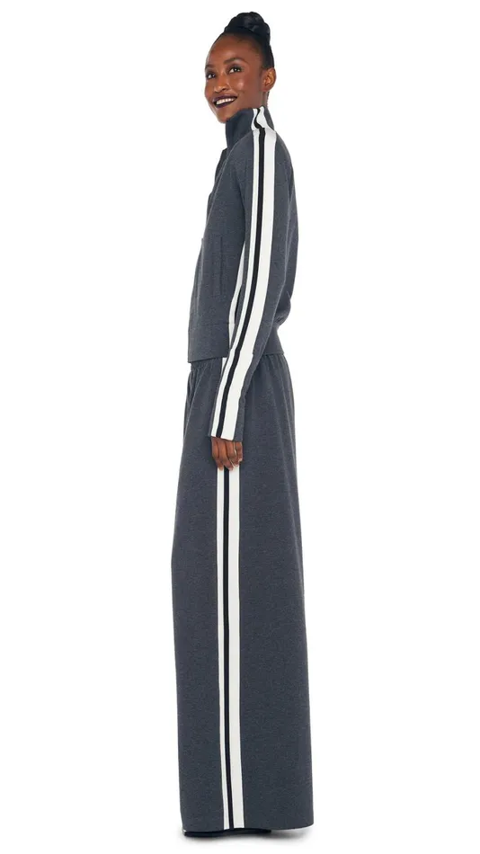 Norma Kamali Jackets SIDE STRIPE TURTLE JACKET Dark Heather Greyoffset Stripe 8211 Clothing