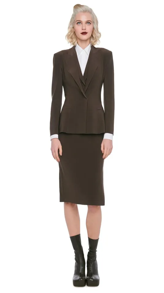 Norma Kamali Jackets SINGLE BREASTED BOY FIT JACKET Chocolate 8211 Clothing