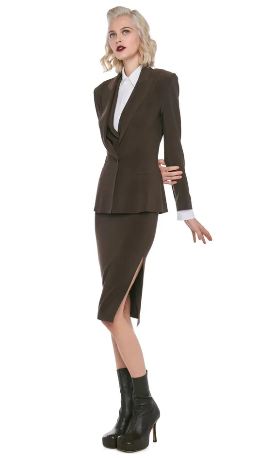 Norma Kamali Jackets SINGLE BREASTED BOY FIT JACKET Chocolate 8211 Clothing