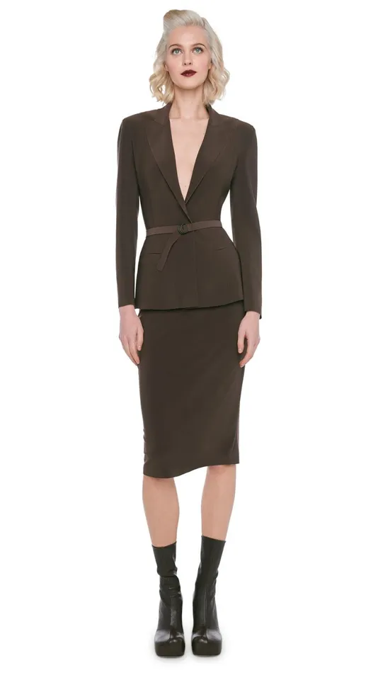 Norma Kamali Jackets SINGLE BREASTED BOY FIT JACKET Chocolate 8211 Clothing