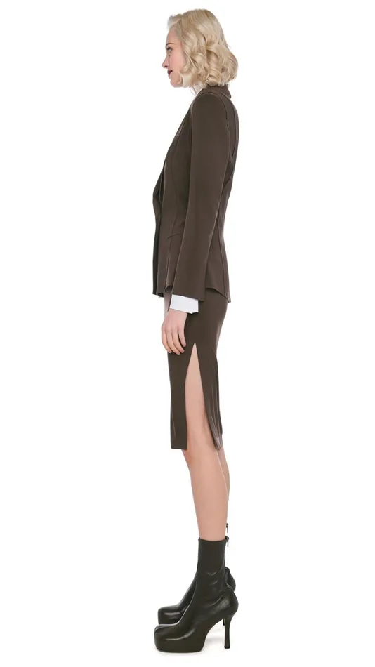 Norma Kamali Jackets SINGLE BREASTED BOY FIT JACKET Chocolate 8211 Clothing