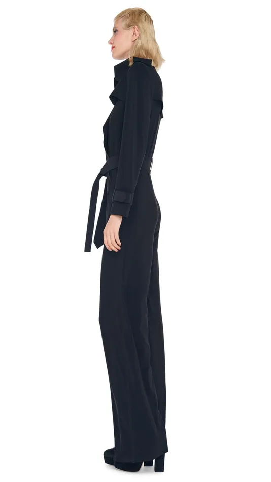 Norma Kamali Jumpsuits DOUBLE BREASTED TRENCH JUMPSUIT Black 8211 Clothing