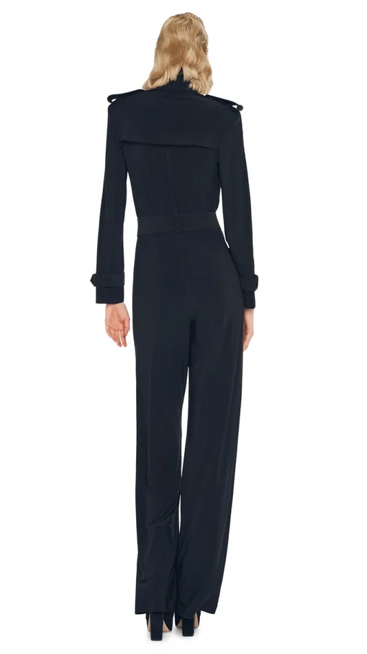Norma Kamali Jumpsuits DOUBLE BREASTED TRENCH JUMPSUIT Black 8211 Clothing