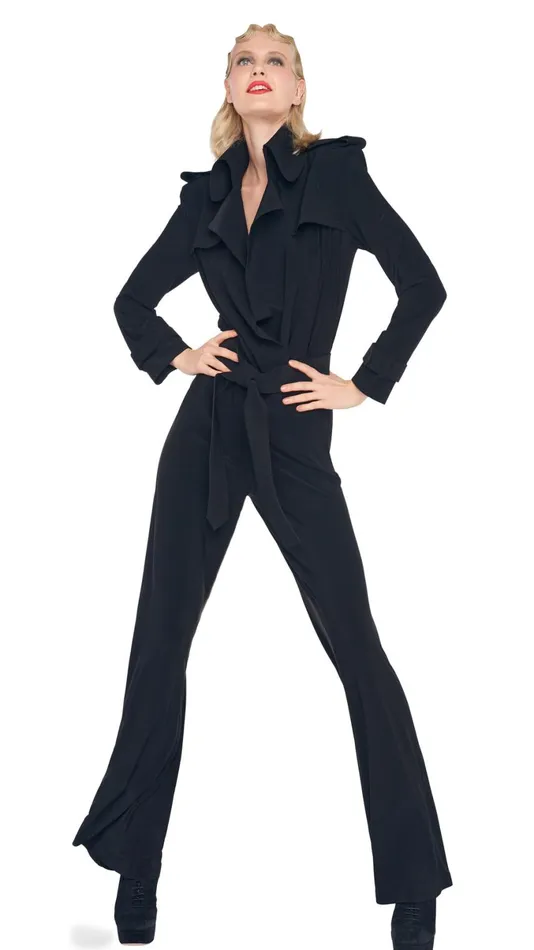 Norma Kamali Jumpsuits DOUBLE BREASTED TRENCH JUMPSUIT Black 8211 Clothing