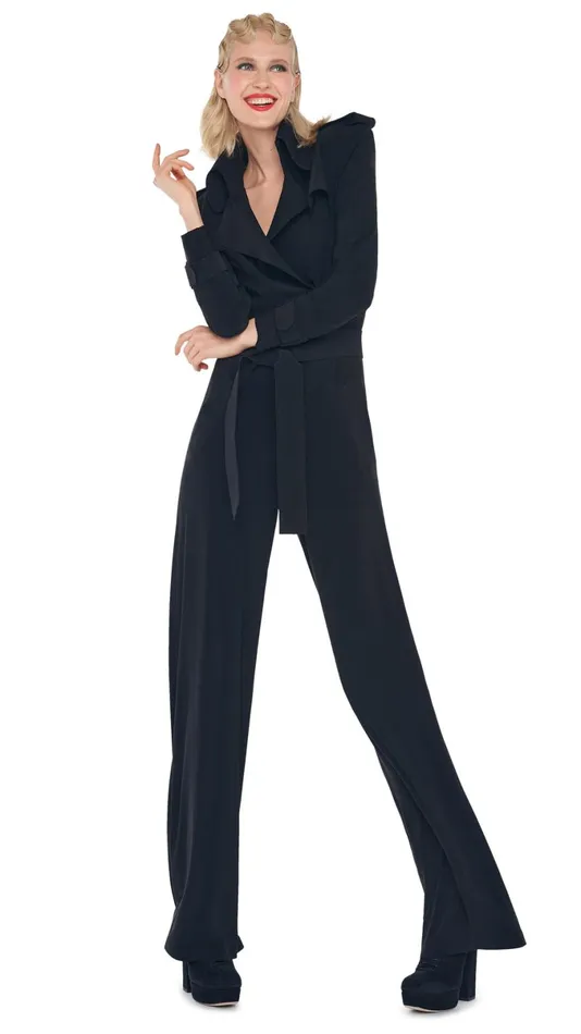 Norma Kamali Jumpsuits DOUBLE BREASTED TRENCH JUMPSUIT Black 8211 Clothing