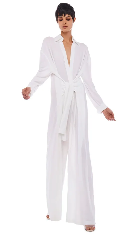 Norma Kamali Jumpsuits OS TY FRONT NK SHIRT JUMPSUIT Snow White 8211 Clothing Norma Kamali Jumpsuits OS TY FRONT NK SHIRT JUMPSUIT Snow White 8211 Clothing