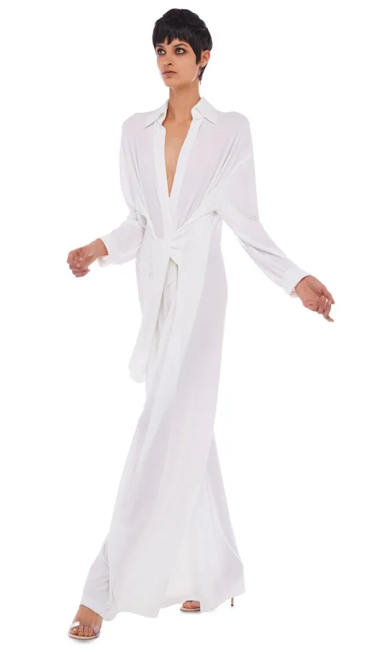 Norma Kamali Jumpsuits OS TY FRONT NK SHIRT JUMPSUIT Snow White 8211 Clothing Norma Kamali Jumpsuits OS TY FRONT NK SHIRT JUMPSUIT Snow White 8211 Clothing