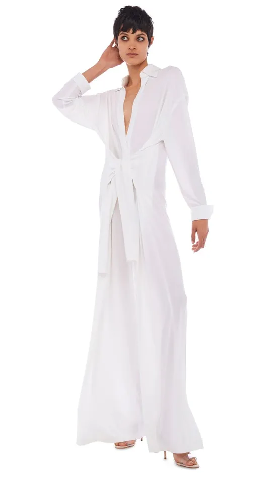 Norma Kamali Jumpsuits OS TY FRONT NK SHIRT JUMPSUIT Snow White 8211 Clothing Norma Kamali Jumpsuits OS TY FRONT NK SHIRT JUMPSUIT Snow White 8211 Clothing