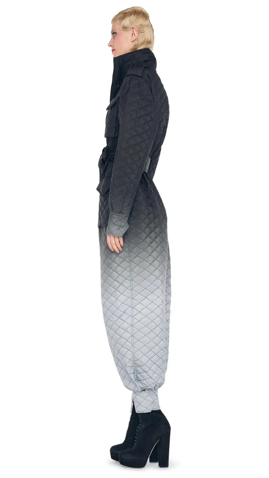 Norma Kamali Jumpsuits QUILTED CARGO JUMPSUIT Blackgrey Ombre 8211 Clothing