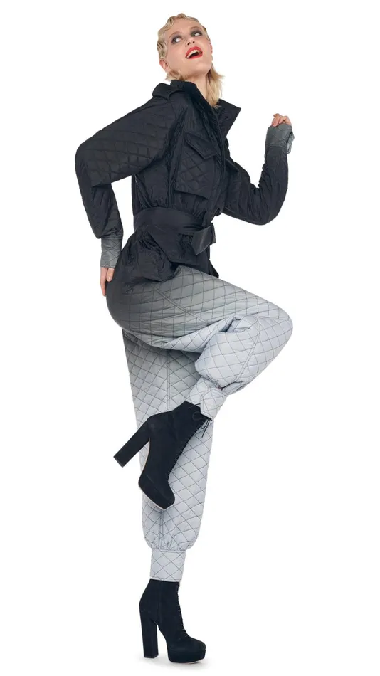 Norma Kamali Jumpsuits QUILTED CARGO JUMPSUIT Blackgrey Ombre 8211 Clothing