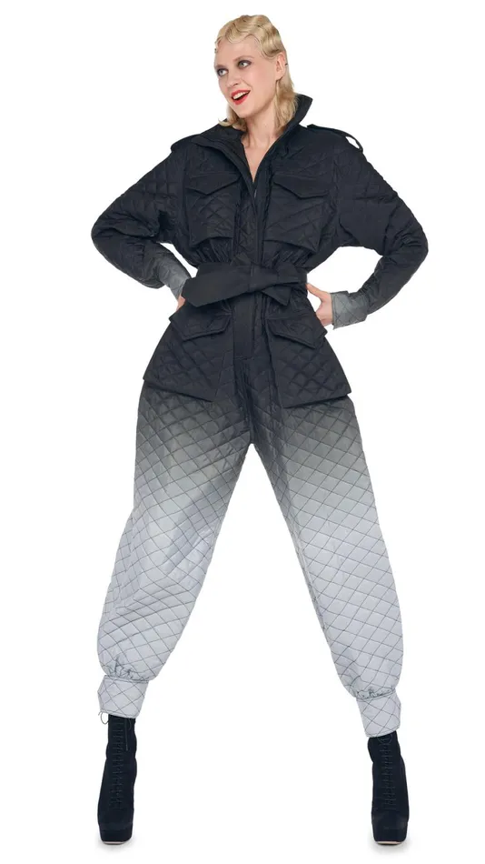Norma Kamali Jumpsuits QUILTED CARGO JUMPSUIT Blackgrey Ombre 8211 Clothing