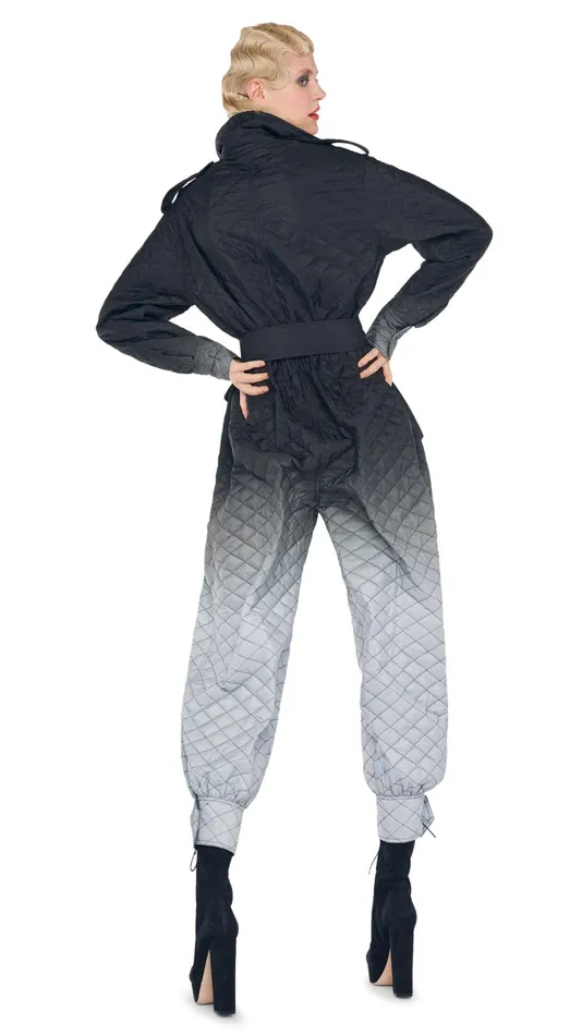Norma Kamali Jumpsuits QUILTED CARGO JUMPSUIT Blackgrey Ombre 8211 Clothing