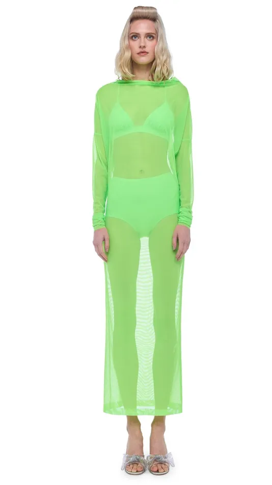 Norma Kamali Swimwear ALL IN ONE GOWN Neon Green 8211 Clothing