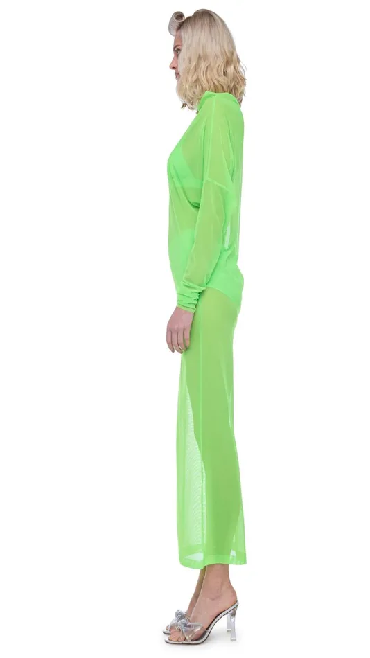Norma Kamali Swimwear ALL IN ONE GOWN Neon Green 8211 Clothing