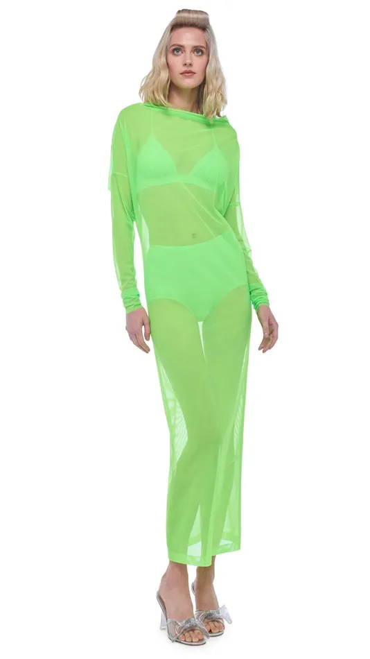 Norma Kamali Swimwear ALL IN ONE GOWN Neon Green 8211 Clothing