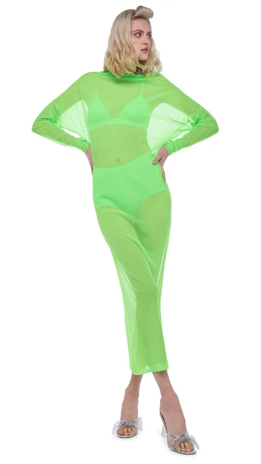 Norma Kamali Swimwear ALL IN ONE GOWN Neon Green 8211 Clothing