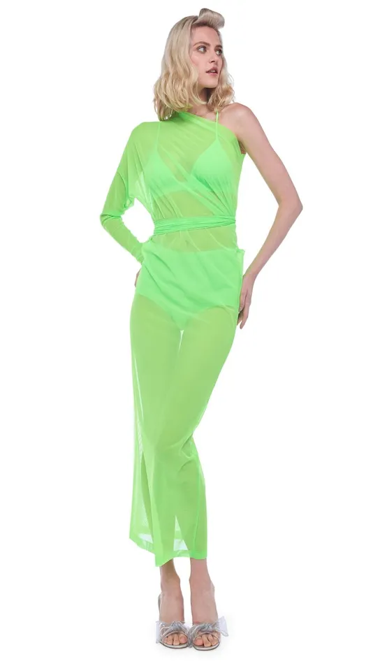 Norma Kamali Swimwear ALL IN ONE GOWN Neon Green 8211 Clothing