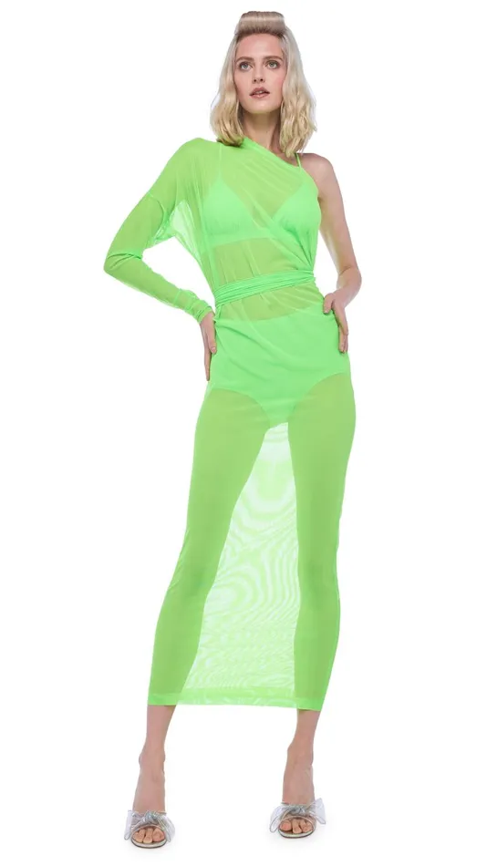 Norma Kamali Swimwear ALL IN ONE GOWN Neon Green 8211 Clothing