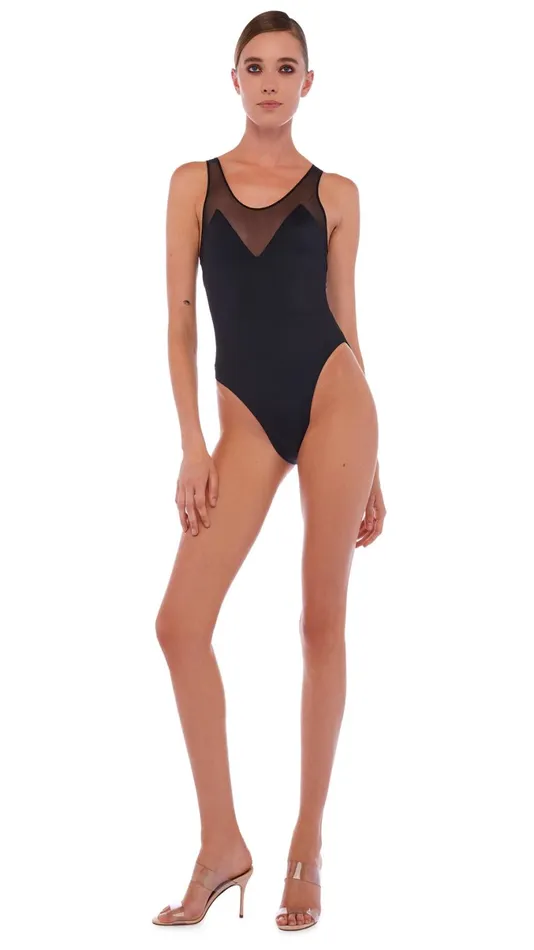 Norma Kamali Swimwear RACER DEEP V COMBO MIO Black 8211 Clothing