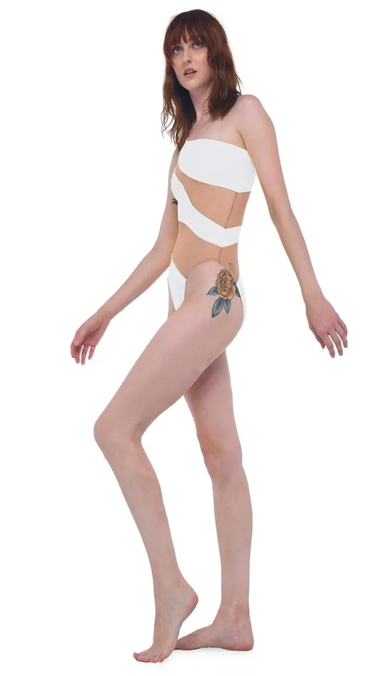 Norma Kamali Swimwear SNAKE MESH MIO White 8211 Clothing